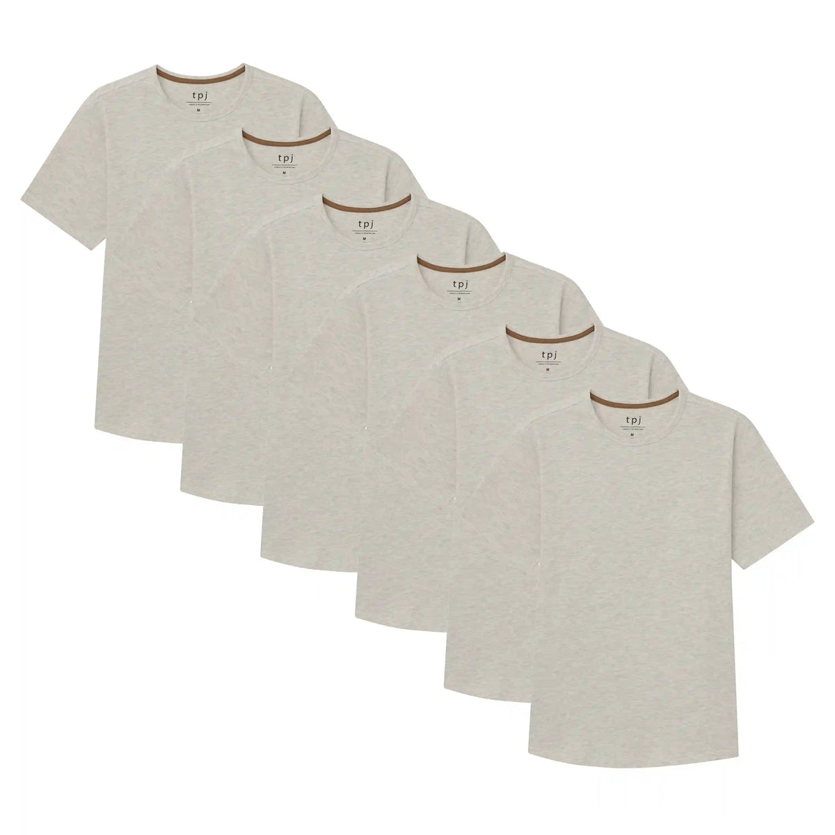 Organic Crew Neck T-Shirt 6 Pack (Slim Fit) / Oatmeal Heather
