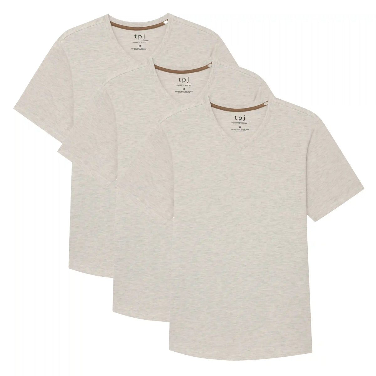 Organic V-Neck T-Shirt 3 Pack (Slim Fit) / Oatmeal Heather