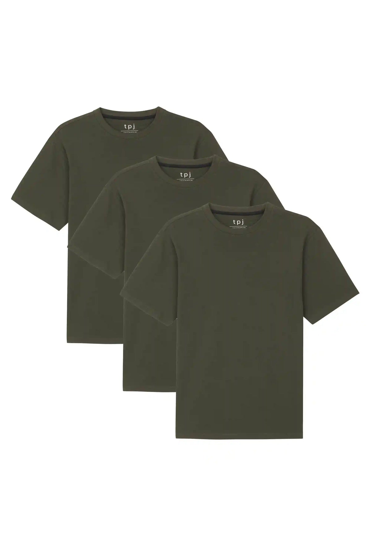 Organic Crew Neck T-Shirt 3 Pack (Relaxed Fit) / Olive
