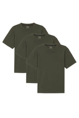Organic Crew Neck T-Shirt 3 Pack (Relaxed Fit) / Olive