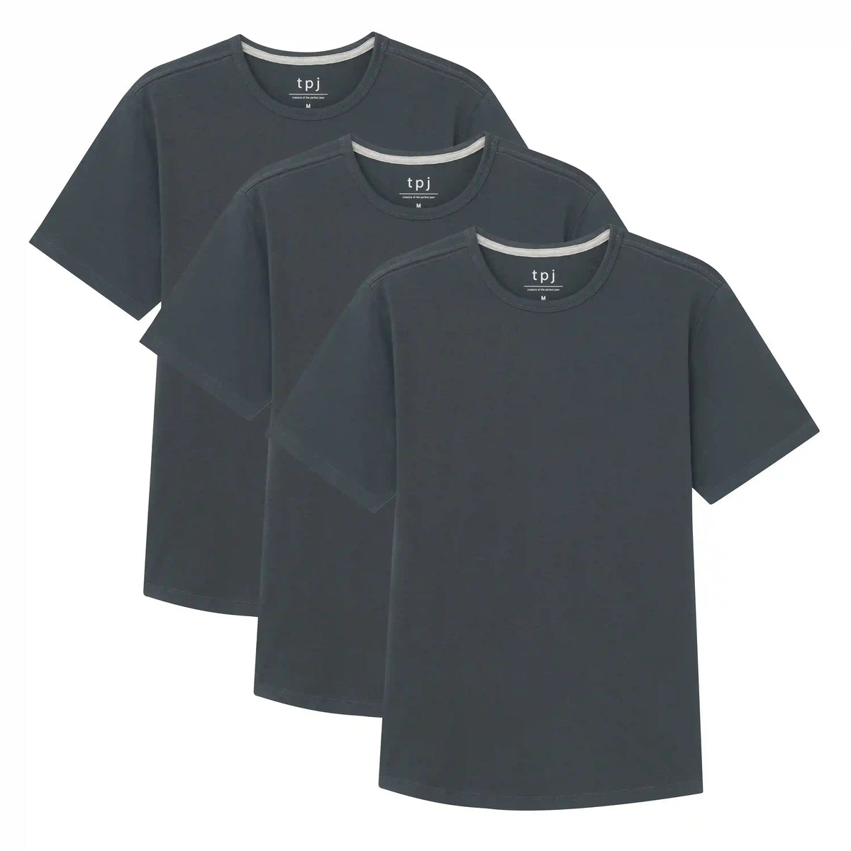 Organic Crew Neck T-Shirt 3 Pack (Slim Fit) / Steel