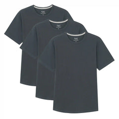 Organic Crew Neck T-Shirt 3 Pack (Slim Fit) / Steel