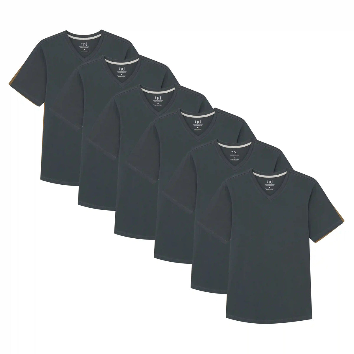 Organic V-Neck T-Shirt 6 Pack (Slim Fit) / Steel