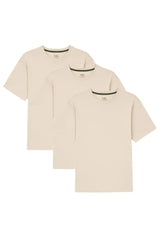 Organic Crew Neck T-Shirt 3 Pack (Relaxed Fit) / Tan