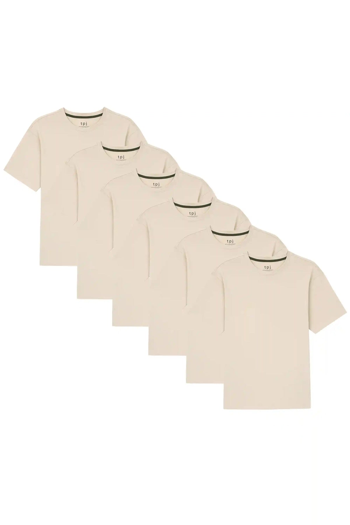 Organic Crew Neck T-Shirt 6 Pack (Relaxed Fit) / Tan