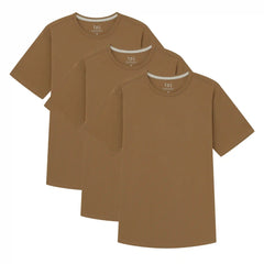 Organic Crew Neck T-Shirt 3 Pack (Slim Fit) / Tobacco