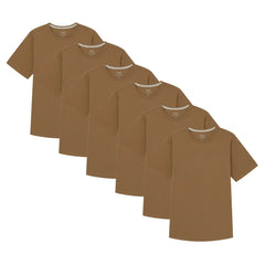 Organic Crew Neck T-Shirt 6 Pack (Slim Fit) / Tobacco