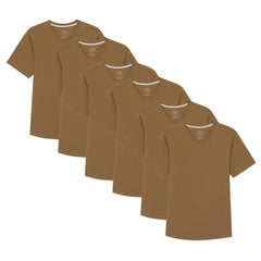 Organic V-Neck T-Shirt 6 Pack (Slim Fit) / Tobacco